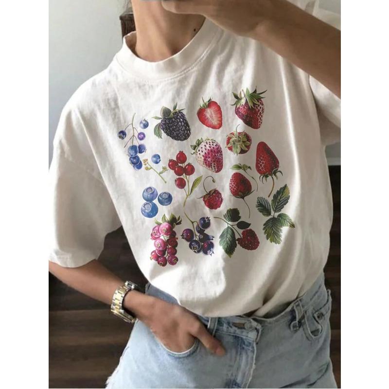Футболка Berry Species Aesthetic Fruit, модная футболка Fruit Lover, черничная футболка с милой клубникой, милый ягодный топ, подарок для нее L gray BIPIPOP Fashion