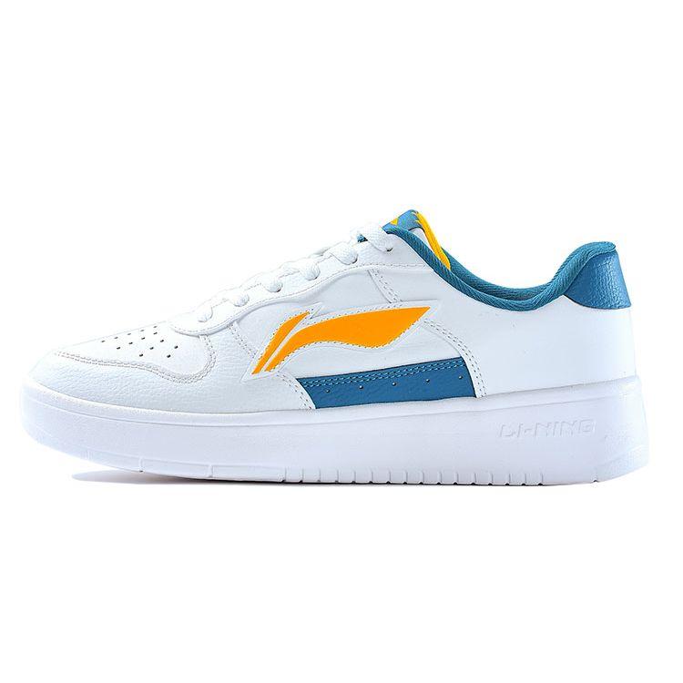 Li Ning Ткань Синтетическая Кожа Амортизирующая Износостойкая Дышащая Низкая Спортивная Повседневная Обувь Мужские Кроссовки Белый Синий AGCQ455-5 41 white Li-Ning