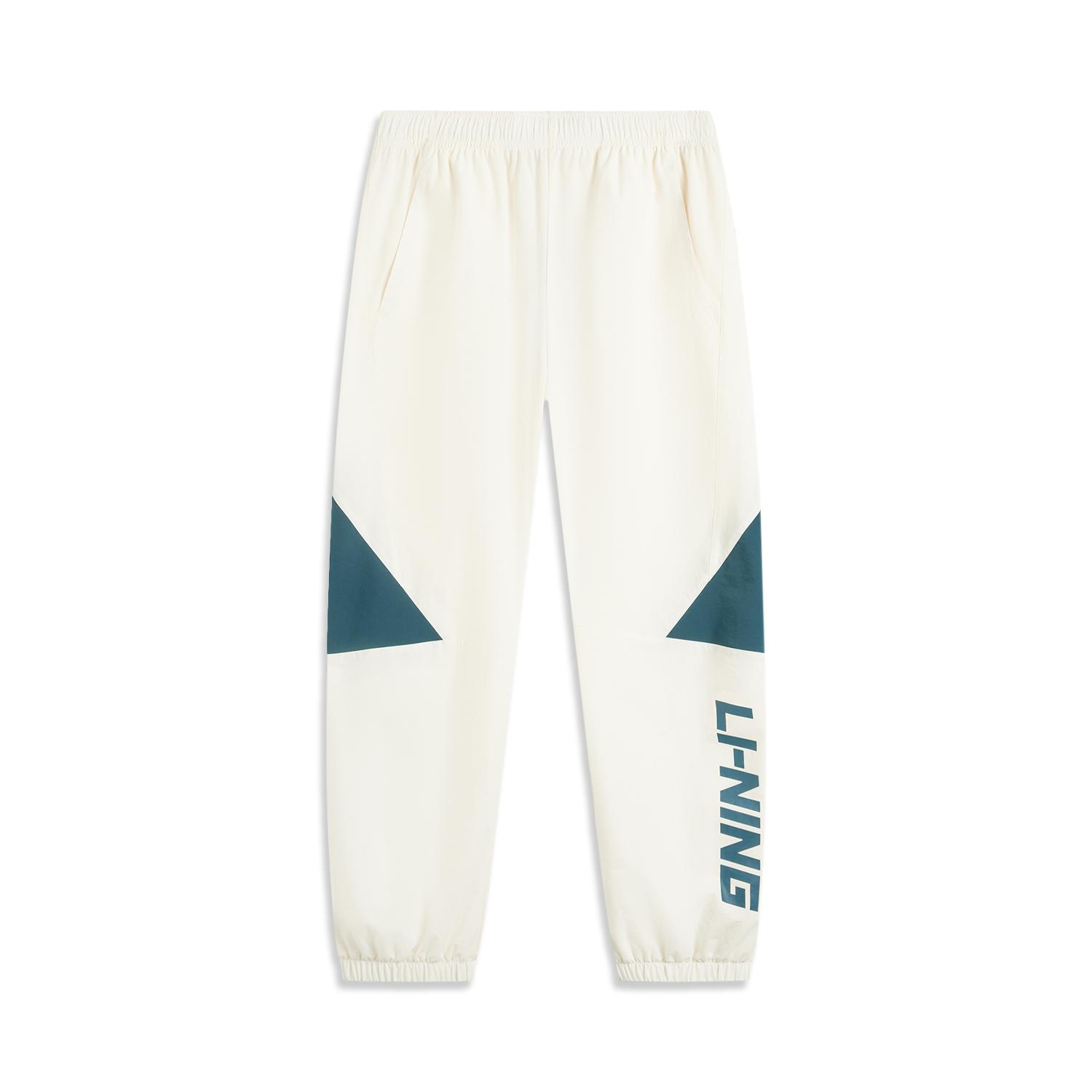 Li Ning Спортивная серия Тренд Повседневные Универсальные Удобные Простые Цветной блок Эластичные манжеты На шнуровке Вязаные спортивные брюки Мужские брюки Молочно-белый AYKV161-4 XL white Li-Ning