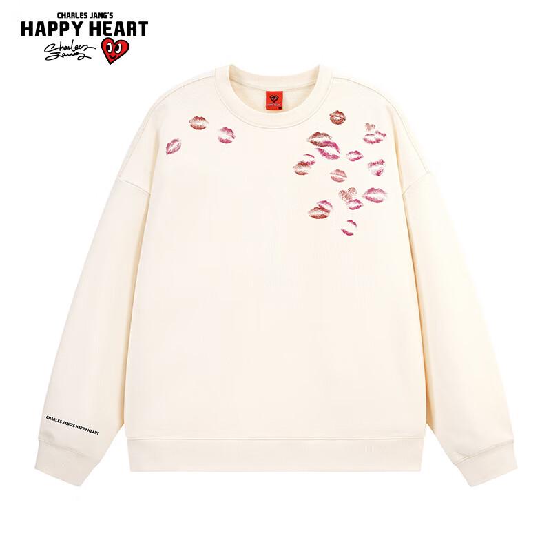 Свободный свитшот с круглым вырезом и принтом губ Charles Heart 2XL легкие хаки JDST online