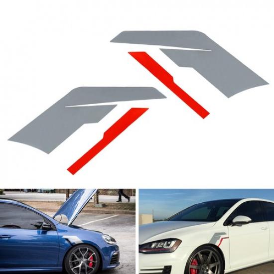 Silver w/Red Stripe Driver/Passenger Side Sideburn Fender Decals For Germany Car red jfg dgj