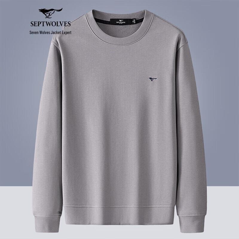 Мужская классическая толстовка Septwolves с вышивкой и круглым вырезом XL gray