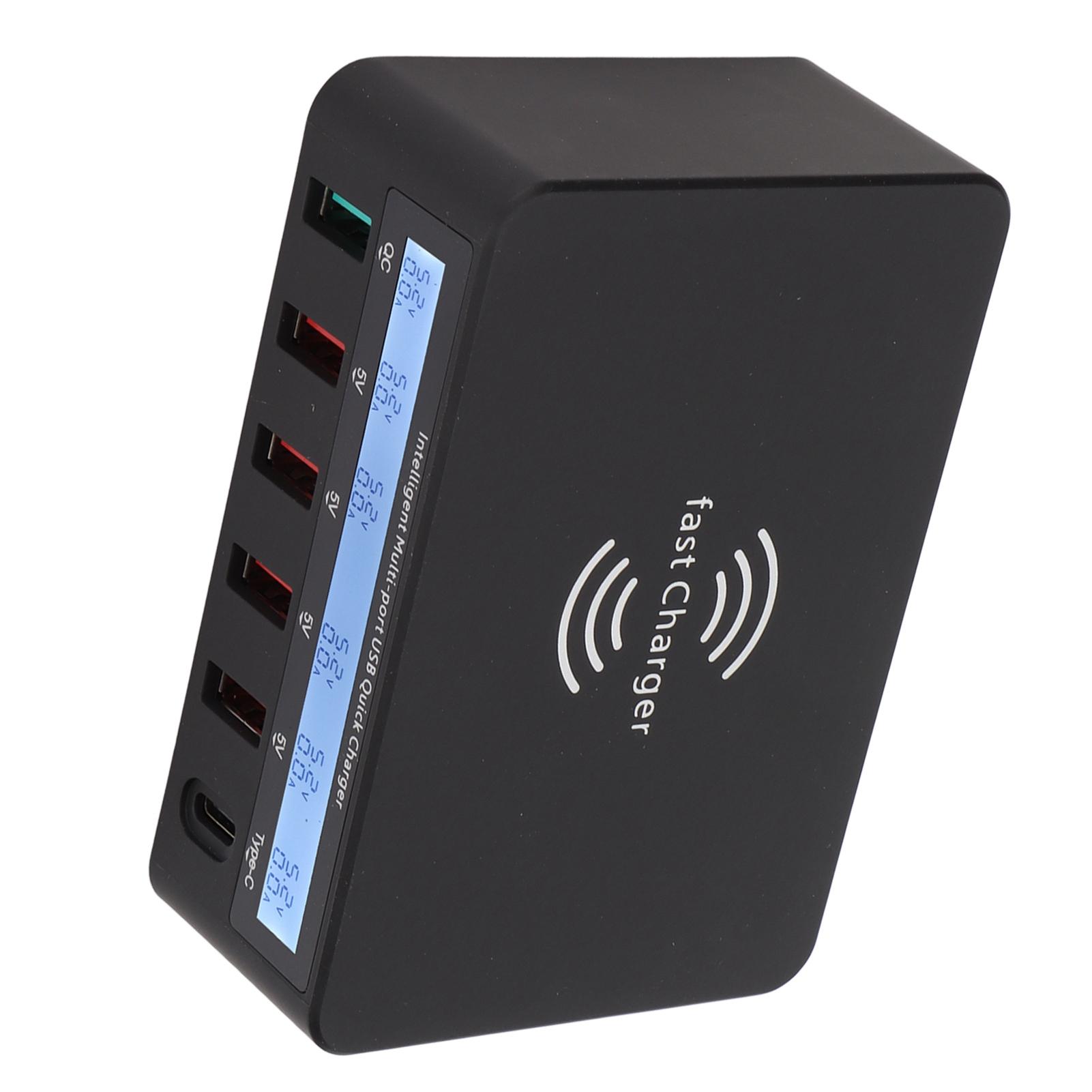 USB-зарядная станция для телефона, блок 40 Вт, 6 портов, QC 3.0, зарядный концентратор, беспроводная зарядная база с ЖК-дисплеем AU PLUG чёрный Honor Electronics
