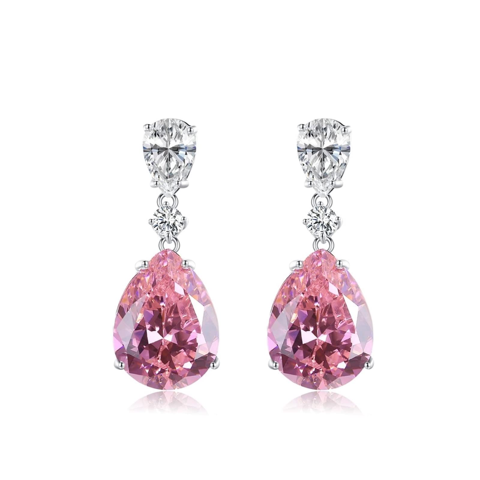 Bellitia Jewelry Помолвочные Королевский Розовый Цирконий Висячие Стерлинговое Серебро Подарок для Женщин Серьги, Серьги, 925, розовый DOKI DOKI MARKET form NIPPON