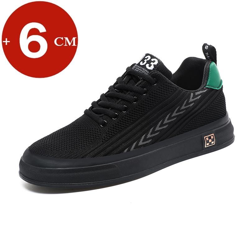 Мода Новые Большие Размеры Обувь на Лифте Лифт Мужские Кроссовки Обувь для Увеличения Роста Стельки для Обуви 6СМ Мужская Повседневная Мода Повседневная Спорт 37 black Walkway Wonders