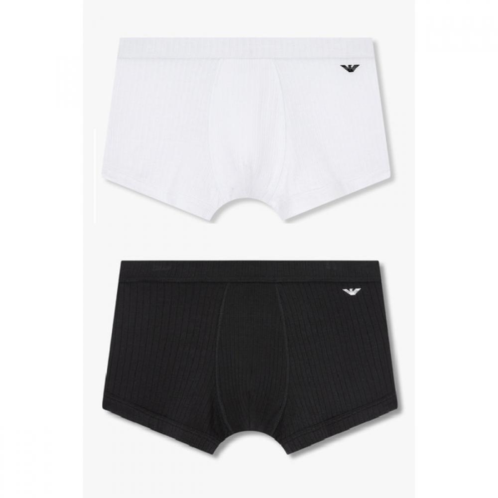 Emporio Armani Мужской Набор из 2 шт. Ребристые Трусы 0815112070 0815112072 M(100) white