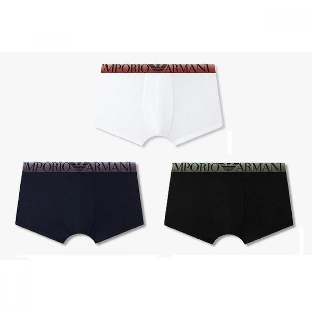 Emporio Armani Мужской набор из 3 шт. хлопковых трусов с градиентной полосой  0815112028  0815112029  0815112030 M(100) white