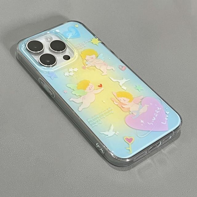 Милый чехол для телефона Imd Angel Cupid с рисунком звезд и сладкой любовью для Iphone 13 12 11 Promax 14 Pro Max задняя крышка Капа For iphone 12 beige Bai Fen Bai-Digital 3C