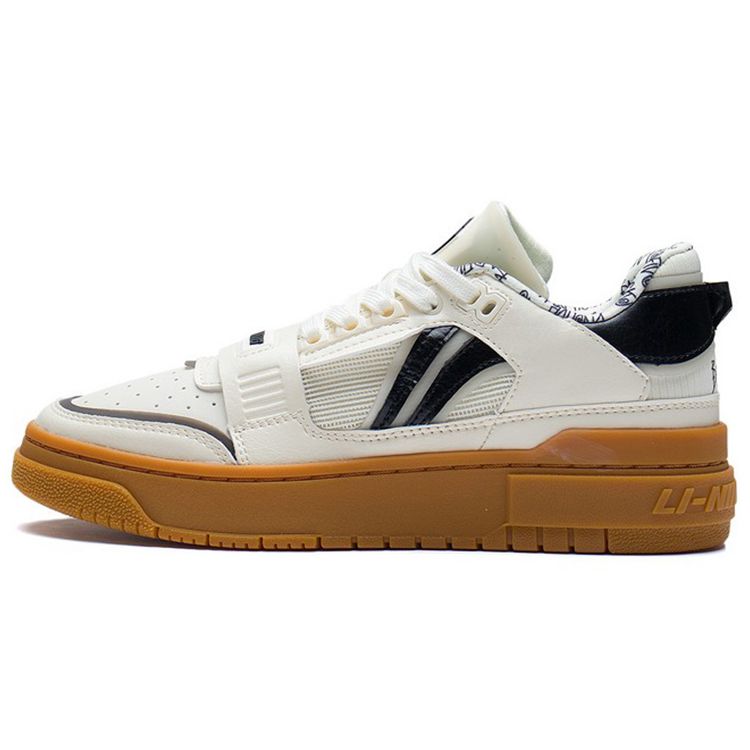 Баскетбольные кроссовки Li Ning Rookie Low Top Retro, мужские, светло-желтые, состаренные ABCS023-4 43⅔ white Li-Ning