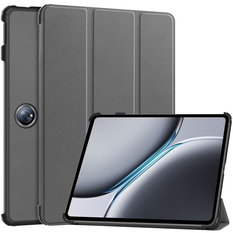 12,1-дюймовый симпатичный кожаный чехол Smart Cover для OnePlus Pad Pro / OnePlus Pad 2, ультратонкий противоударный защитный чехол For Oneplus Pad Pro серый JHHC