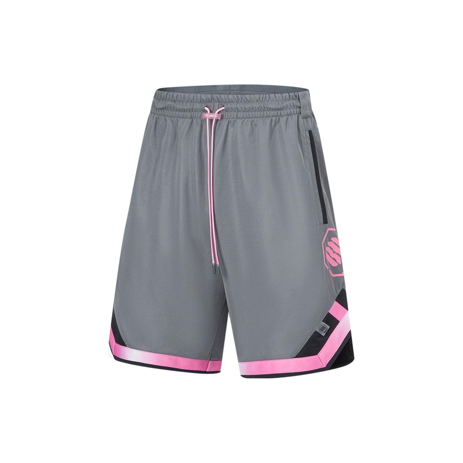 Li Ning Badfive Series Seven City Collaboration Fog City Trend Color Block Quick Dry Casual Shorts Men shorts Shadow-Gray AAPT709-2 L gray Li-Ning