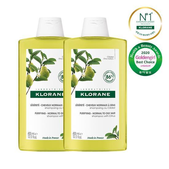 Klorane Citrus Шампунь Двойной План (400мл+400мл) (Жирная кожа головы и сухие волосы) yellow K dress beauty