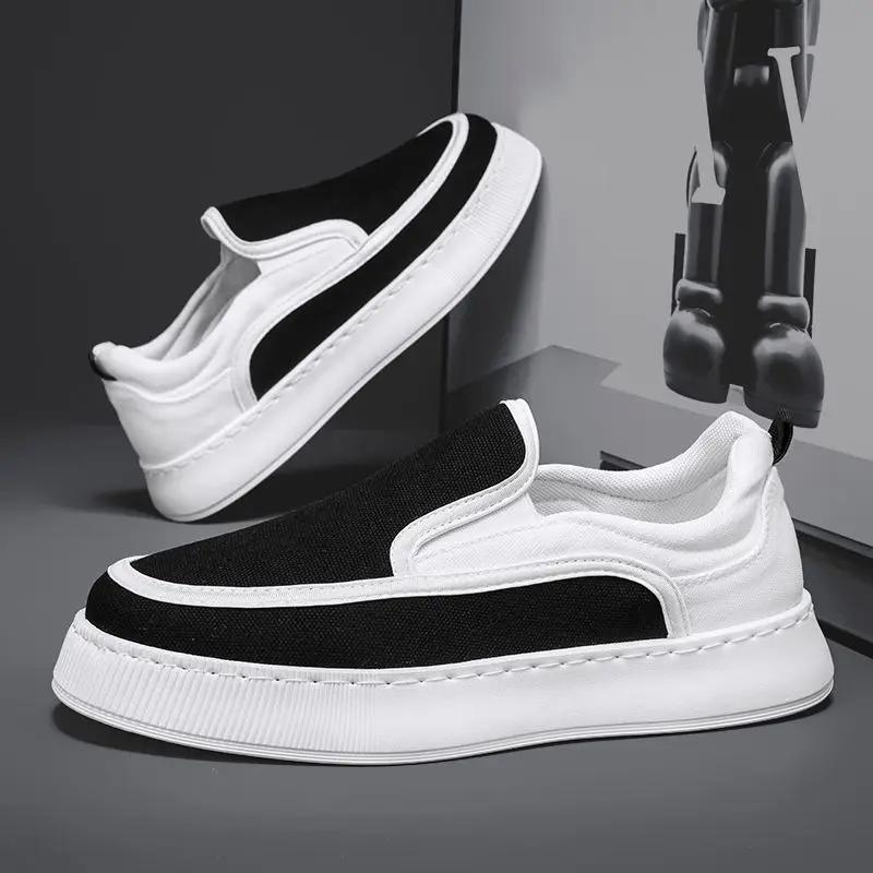 Мужские кроссовки, новые модные парусиновые туфли, дышащая повседневная обувь для мужчин, туфли на платформе, мягкая подошва, мокасины без застежек 39 gray UrbanTrek Collective