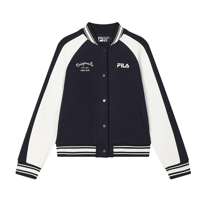 FILA Оригинальная Модная Универсальная Удобная Бейсбольная Куртка Женские куртки Секретно-Зеркально-Синий F11W519505FDB L white