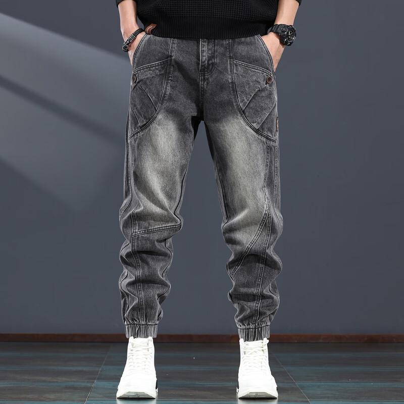 Мужские винтажные стираные джинсы-афгани с манжетами XL gray JDST online