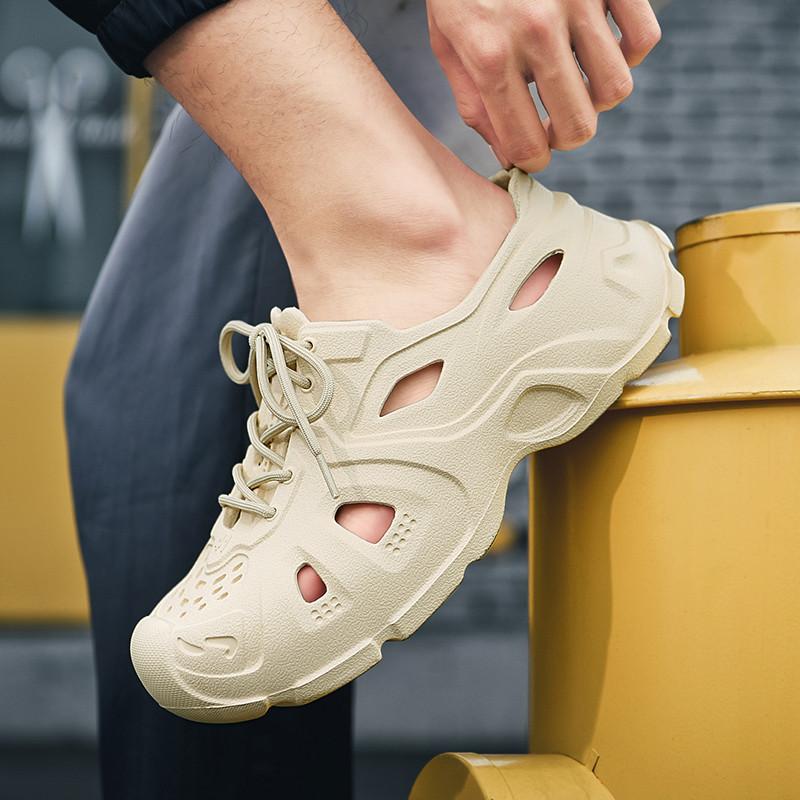 Модные мужские сандалии Paris Cave Shoes из легкого материала EVA Casual Hole для мужчин, сабо для дома, сада, пляжа, нескользящие мужские тапочки 39 коричневый Modern Living