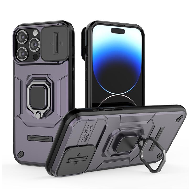 Fundas For iPhone 14 Pro Max Case Противоударный бронированный чехол Slide Lens Protective Back Coque для Apple iPhone 13 14 15 Plus Phone Cover For iPhone 13 фиолетовый Case-1