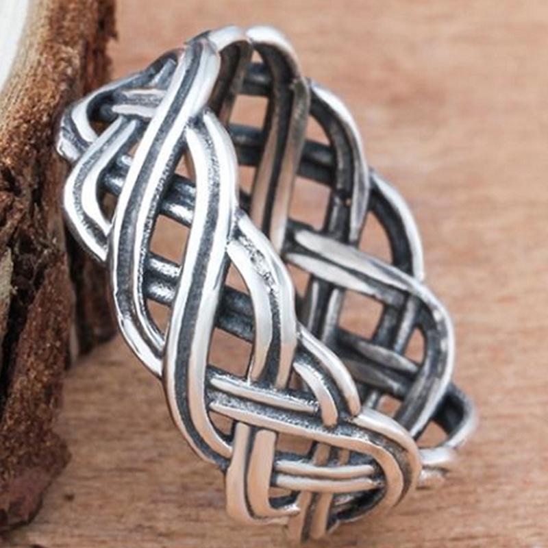 Кольцо Weiya Wish Antique Style Multi-line Knot Ring - европейская и американская модная бижутерия для торжеств Size 8 white Polaris star
