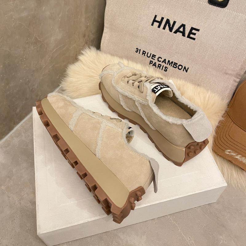 Forrest Gump Shoes Женская зимняя новая толстая подошва ретро спортивная повседневная старая обувь 35 beige Avant-garde