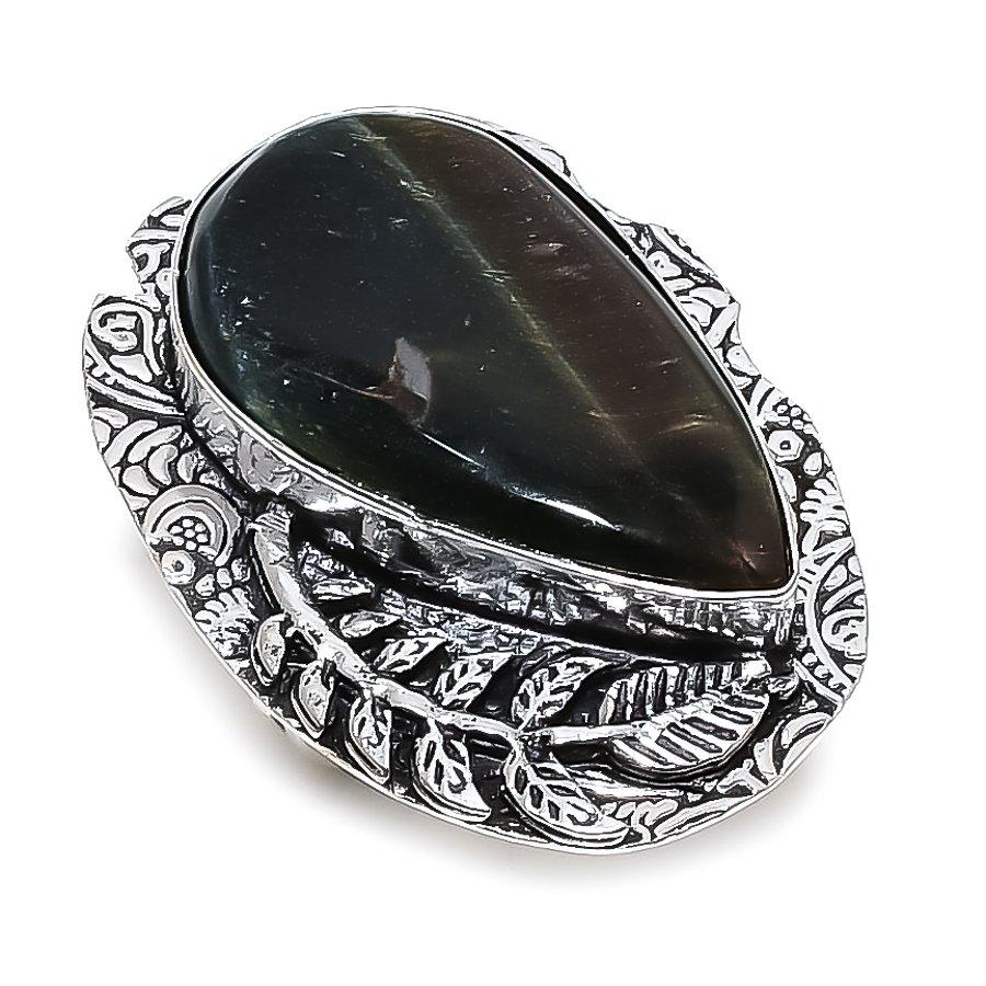 Tiger Eye Gemstone Handmade 925 Sterling Silver Jewelry Gift Ring Size 9.5 G5W33 black 925Silvericeland