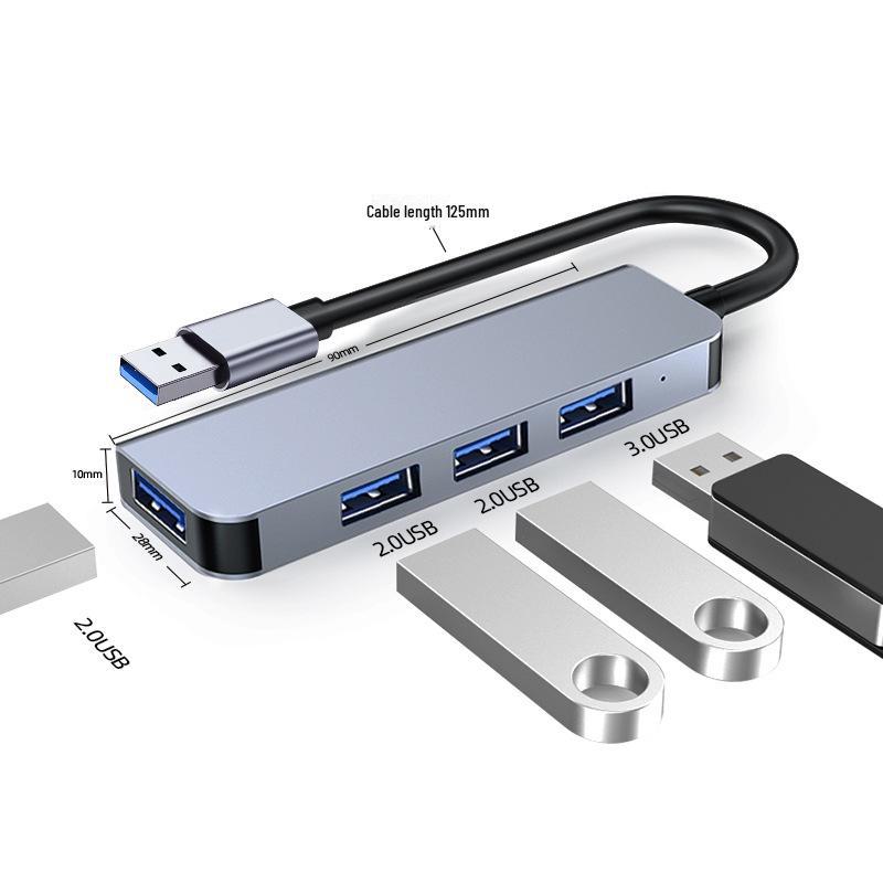 Высокоскоростной концентратор USB 3.0 4 в 1 из алюминиевого сплава для мобильных телефонов и компьютеров gray VividTrove
