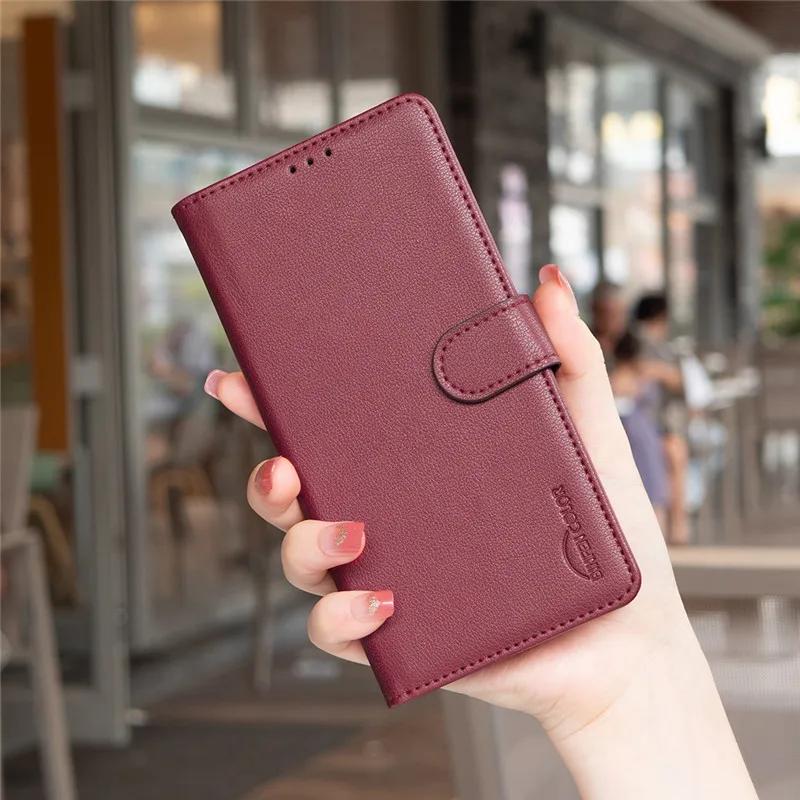 Противокражный RFID чехол для OPPO REALME C55 Coque Кошелек Флип Кожаная Защитная Крышка REALME C53 красный Case-1