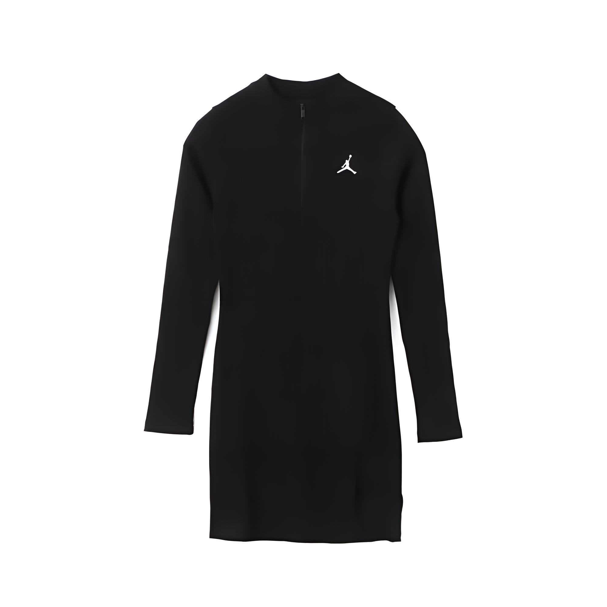 Jordan Brand Осень/Зима 24 As Wj Ls Платье-футболка с длинным рукавом и полувысоким воротником, мягкое, облегающее, с логотипом, женское, черное HF9478010 M gray
