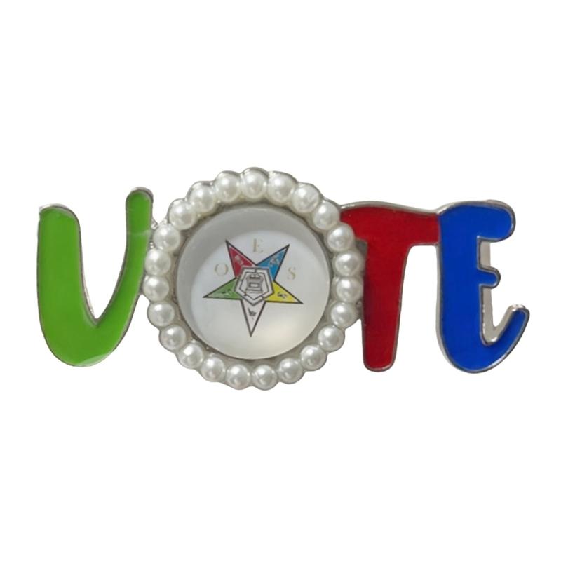 Значок-булавка VOTE Модные Жемчужные Украшения Женский Значок Клуба Украшения для Сестринства Подарок Элегантная Брошь VOTE Украшения для Сестринства Подарок gray Deamos