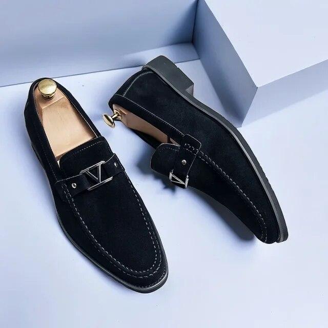 Мужская повседневная обувь Spring Foot Lazy Shoes Большие размеры Остроносые кожаные туфли Антизамшевые туфли для вождения 38 чёрный OS