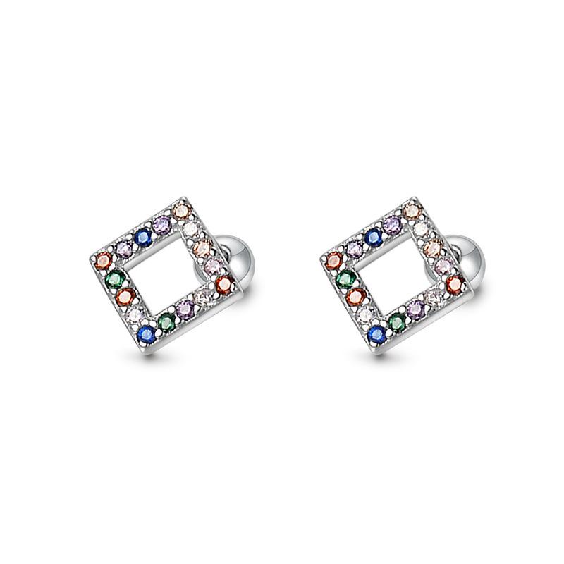 Серьги Rainbow Diamond Square Серьги Hollow Screw gray Original jewelry design