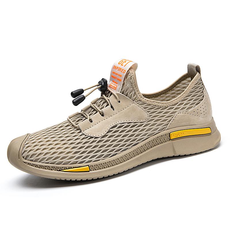 Мужские кроссовки Flying Woven Outdoor для бега, удобная повседневная обувь, легкая спортивная обувь, дышащая мужская сетчатая обувь, кроссовки 38 песочный Foot Living