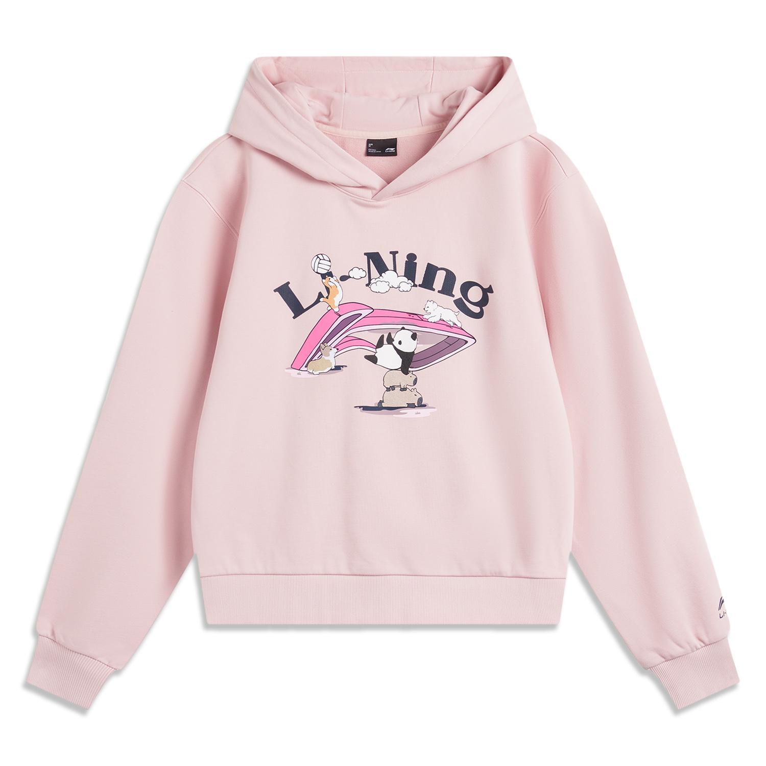 Li Ning Sports Lifestyle Series Dopamine American High Street Fashion Универсальная повседневная удобная свободная трикотажная толстовка Женская толстовка AWDV388-2 XS gray Li-Ning