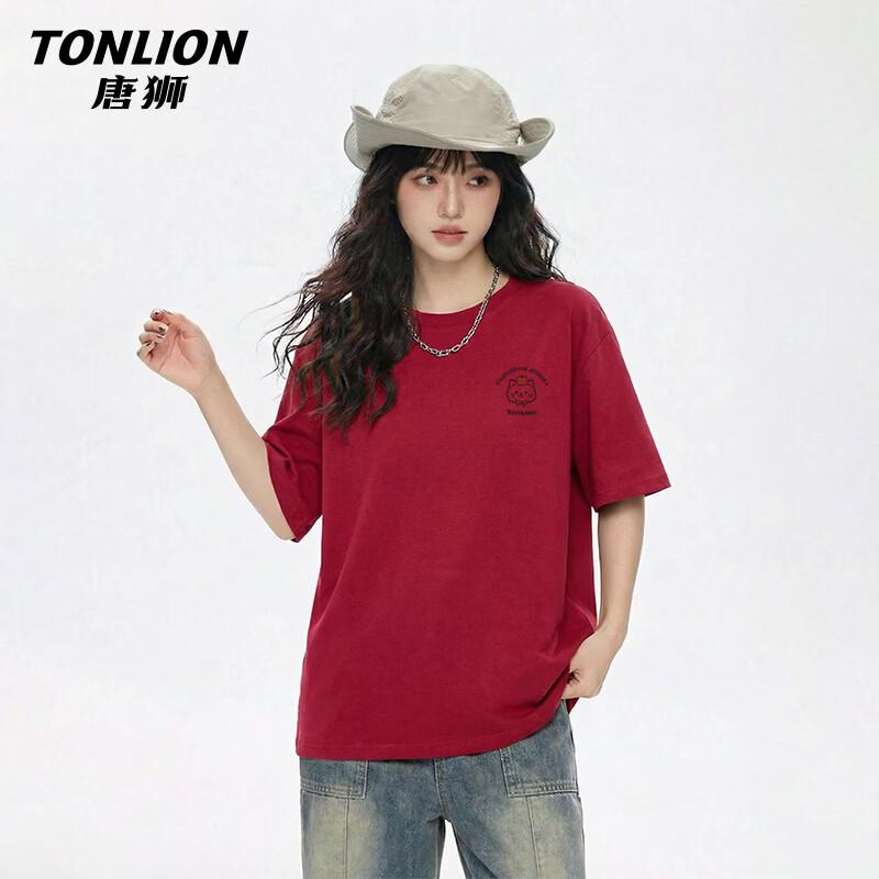 Женская хлопковая футболка TonLion свободного кроя с круглым вырезом и коротким рукавом 2XL black JDST online
