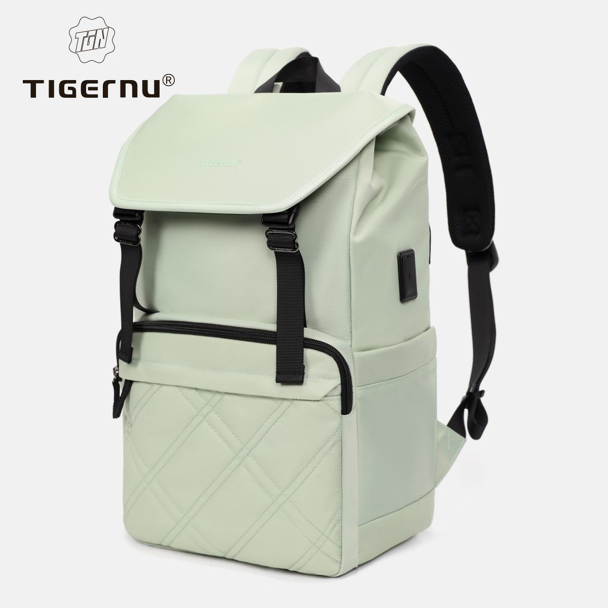 Рюкзак Tigernu для отдыха и колледжа для девочек и женщин, повседневная многофункциональная сумка для ноутбука, 15,6 дюймов, дорожная уличная сумка с зарядкой через USB светло-зеленый