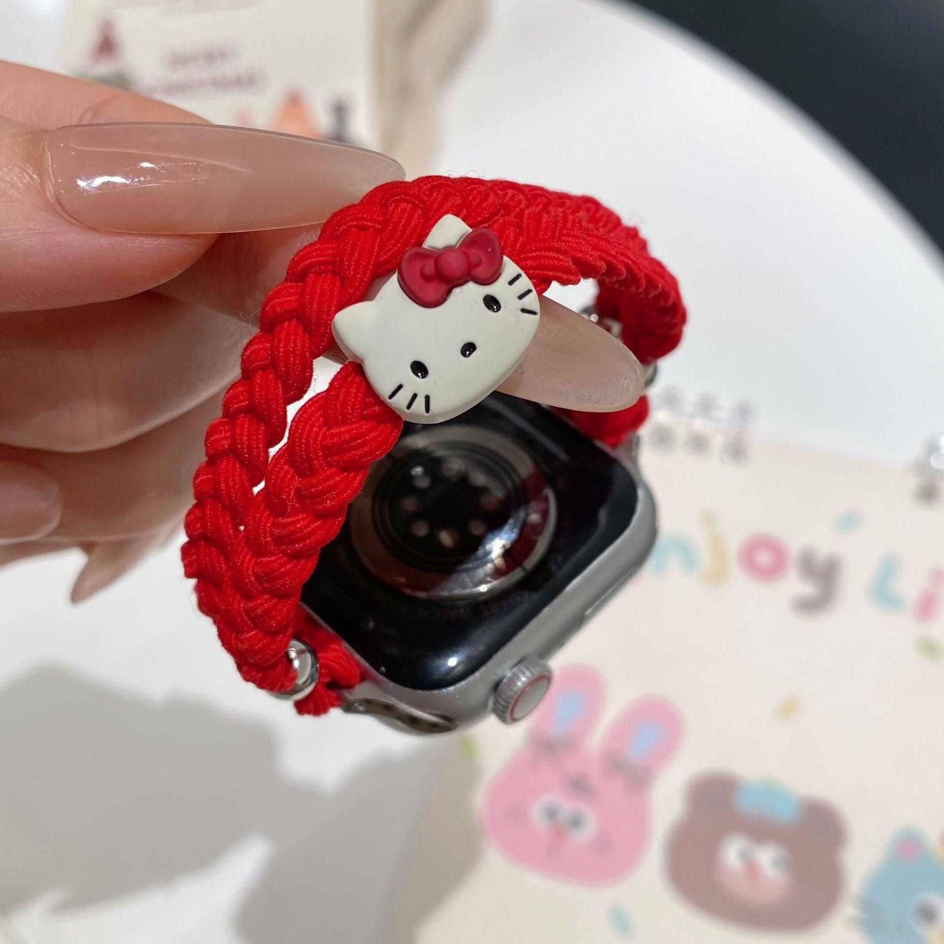 Apple Watch Для Apple Watch 10-го Поколения Милый Мультяшный Двойной Плетеный Шнурок Ремешок Iwatch987Se Для Женщин 38/40/41/(10th generation 42mm) universal red to be B