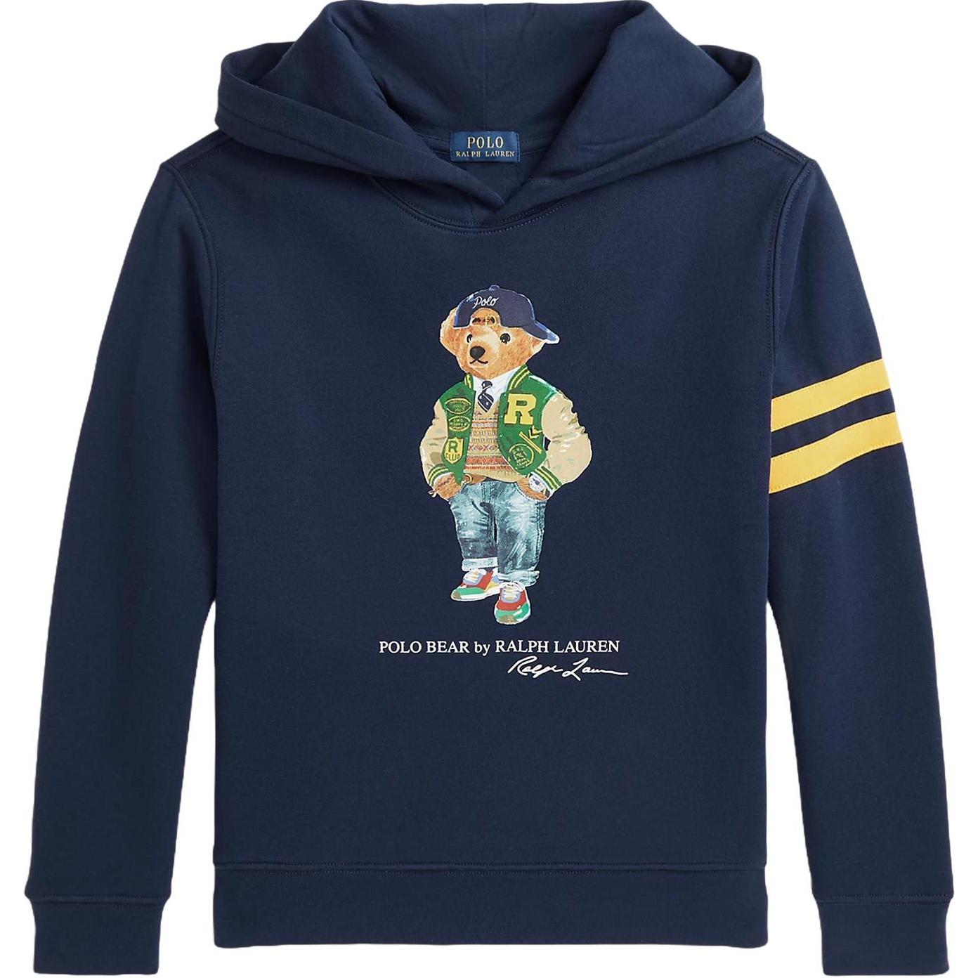Polo Ralph Lauren Hoodie Kids Letter Animal Print Hooded Pullover Long Sleeve Kids Hoodies Navy-Blue 323960441-001 XL black
