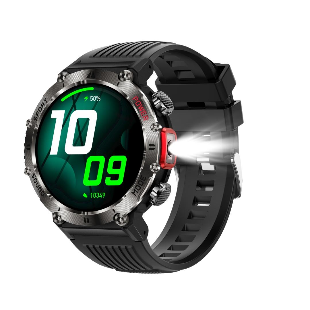 Умные часы Rainbuvvy HT32 Bluetooth 1,43 дюйма IPS 360x360 Полный сенсорный экран BLE5.0 Водонепроницаемые IP68 Несколько цветов Фонарик Android Умные часы silicone strap чёрный