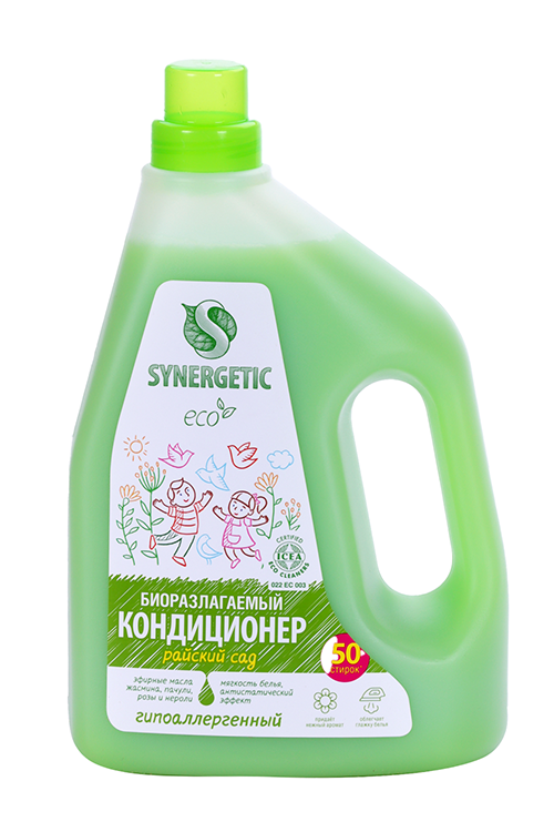 Кондиционер ополаскиватель SYNERGETIC д/белья Райский сад гипоаллергенный 1,5 л Синергетик ООО