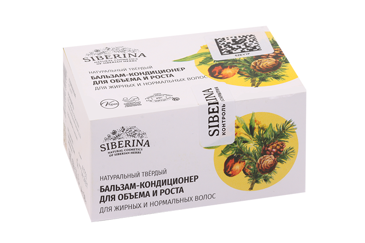 Бальзам-кондиционер Siberina Для объема и роста д/жирных и нормал волос тверд, 50 г Сиберина ООО