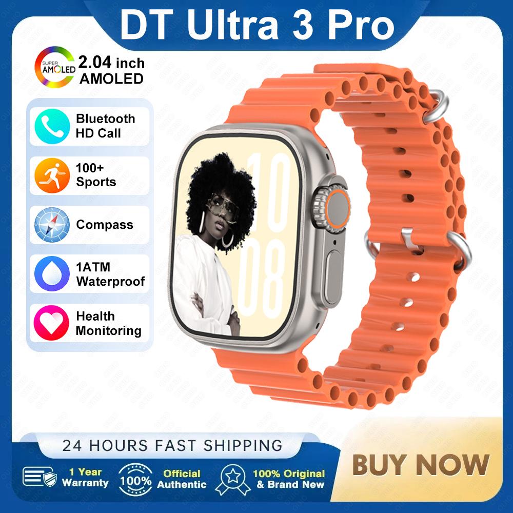 2025Новые DT Ultra 3 Pro Google map NFC Смарт-часы 32G Память Музыка Видео NFC Bluetooth Звонок Водонепроницаемые Смарт-часы Silicone оранжевый ZODVBOZ Smart watch1
