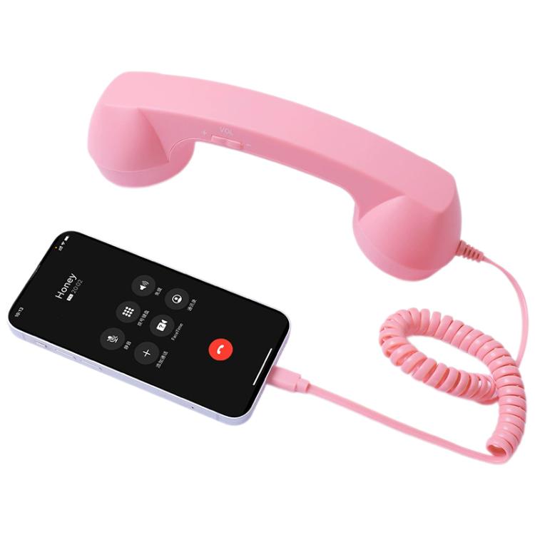 Type-C Plug Mic Retro Telephone Anti-radiation Cell Phone Handset Receiver (Pink) SUNSKY