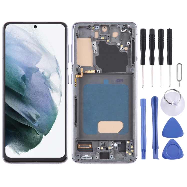 For Samsung Galaxy S21 5G SM-G991 TFT LCD Screen Digitizer Full Assembly with Frame (Grey) SUNSKY