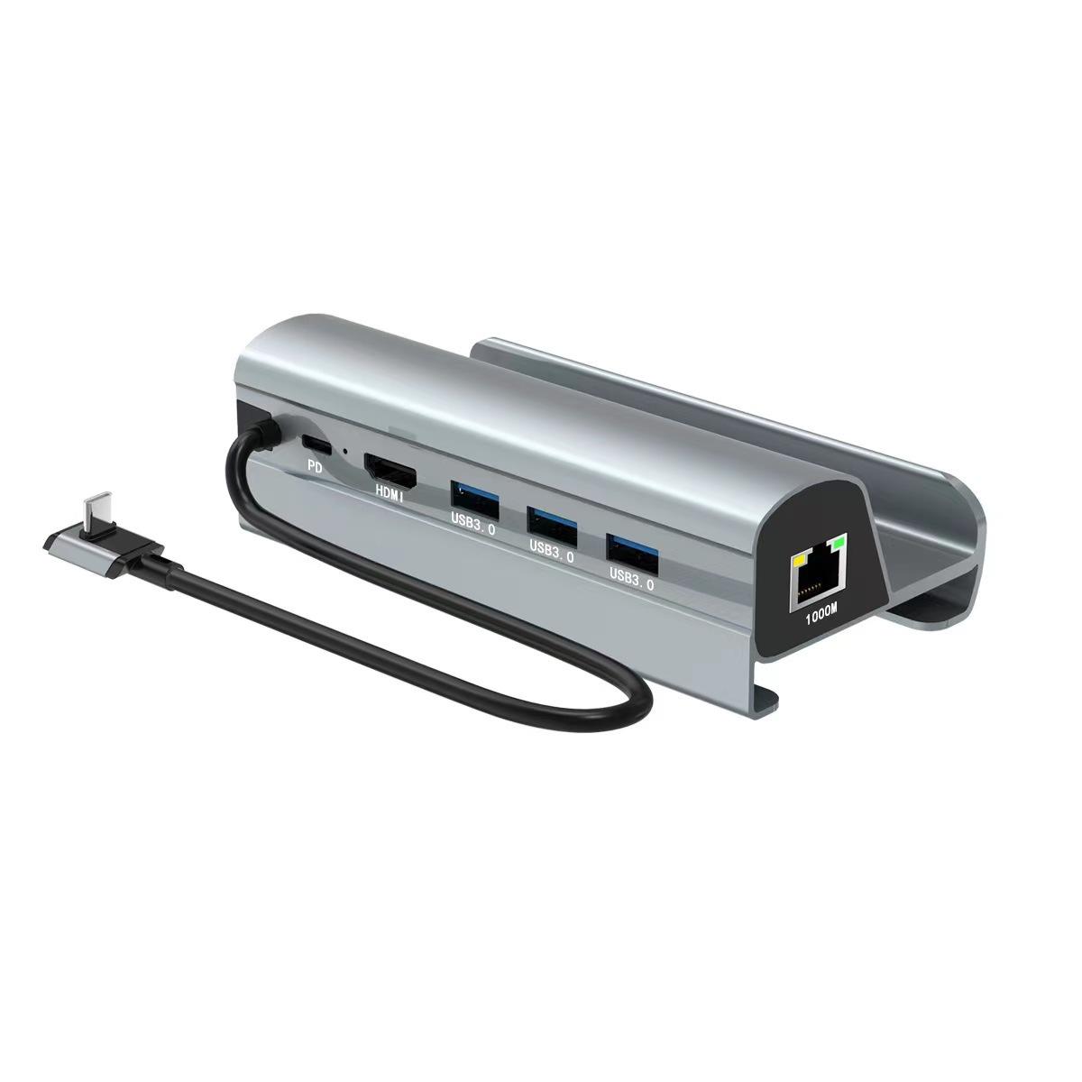 Док-станция Steam Deck, подставка под телевизор, 6 в 1, держатель из алюминиевого сплава, док-станция 4K 60 Гц, совместимый с HDMI, USB-C для консоли Steam Deck серебряный YiLBX