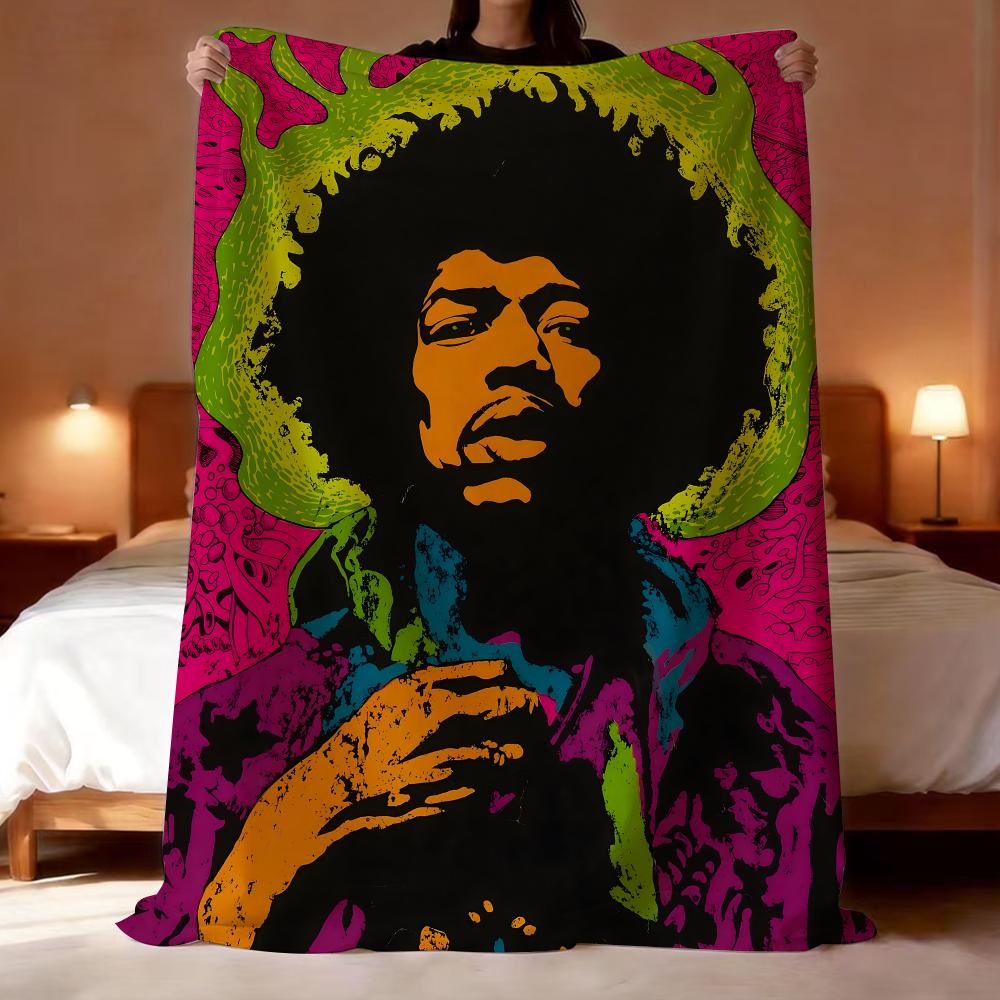 Guitarist Jimi Hendrix Throw Lightweight 240g Flannel Blanket Soft Skin-friendly for Summer Cooling 75X95CM black Guizhou Xushengqin Trading Co., Ltd