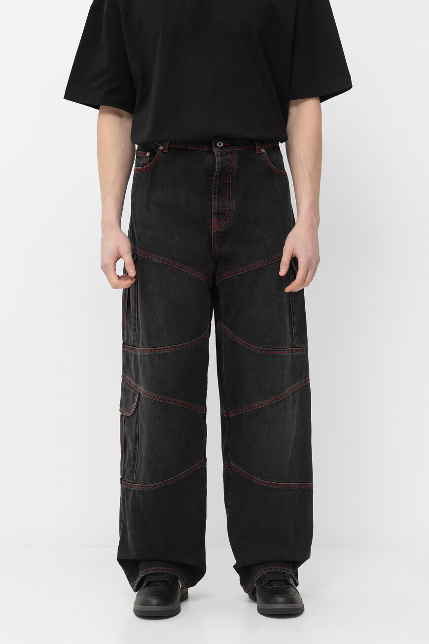 Джинсы Off-White Модель Script Samurai OMYA188F24DEN0011325