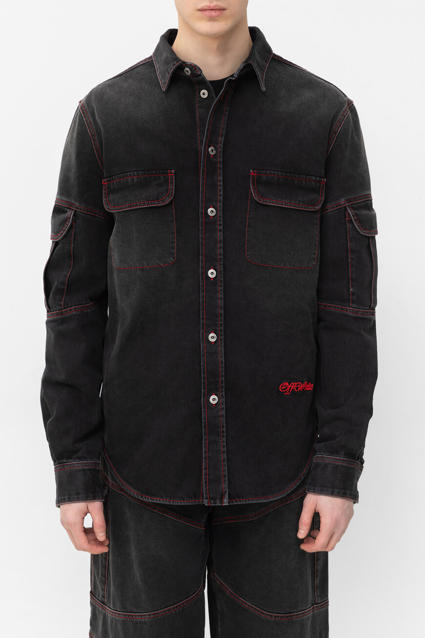 Рубашка Off-White Модель Script Samurai OMYD05CF24DEN0011325
