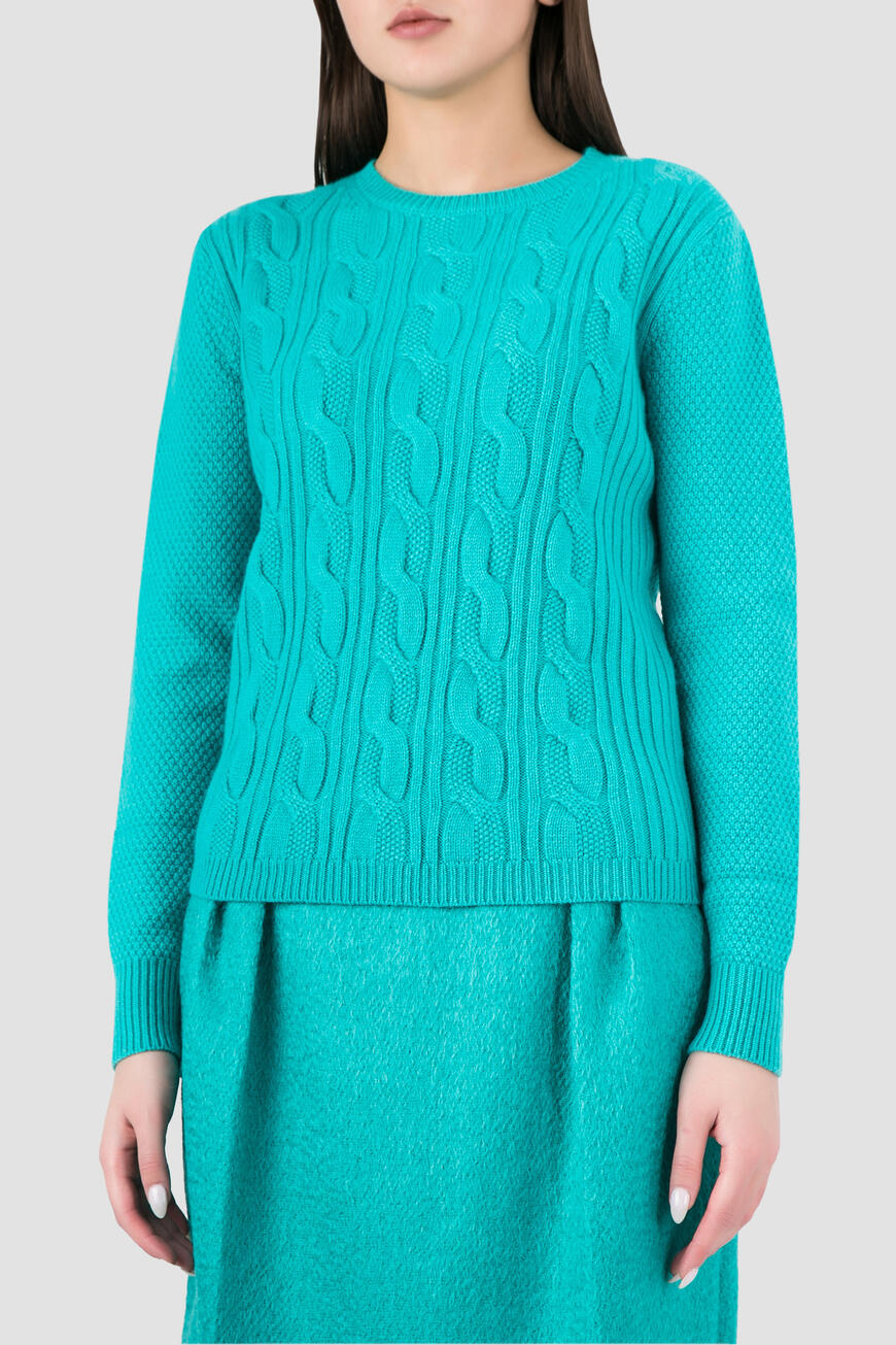 Джемпер Max Mara С Фактурным Узором Бирюзовый TERMOLI 13660593 012