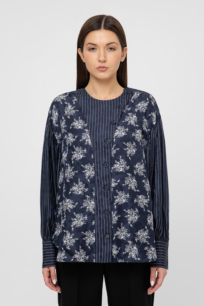 Блуза Max Mara С Набивным Рисунком Т.синий/Белый BULL 21960409 001