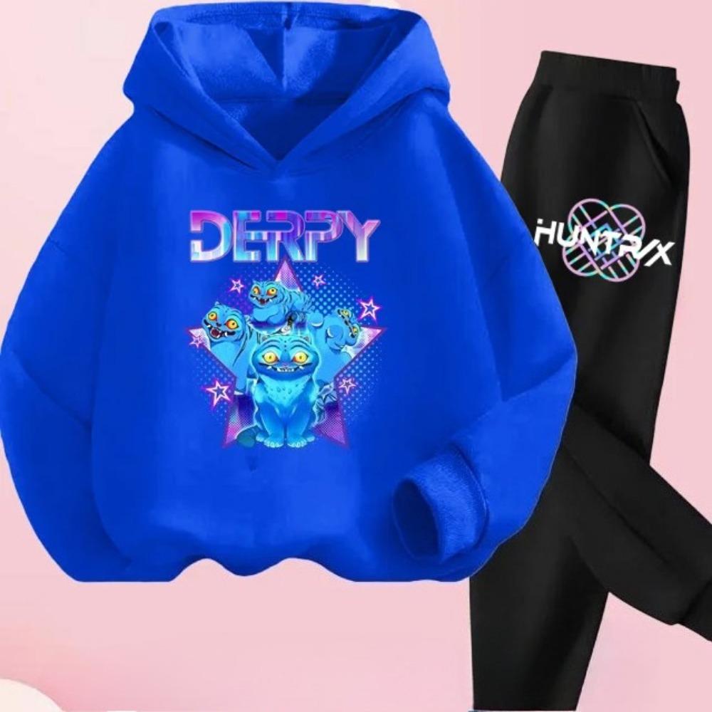 Повседневный спортивный костюм с капюшоном и брюками KPop с принтом Охотник на демонов Детский комфортный набор 140 black Anime Enthusiast Hoodie