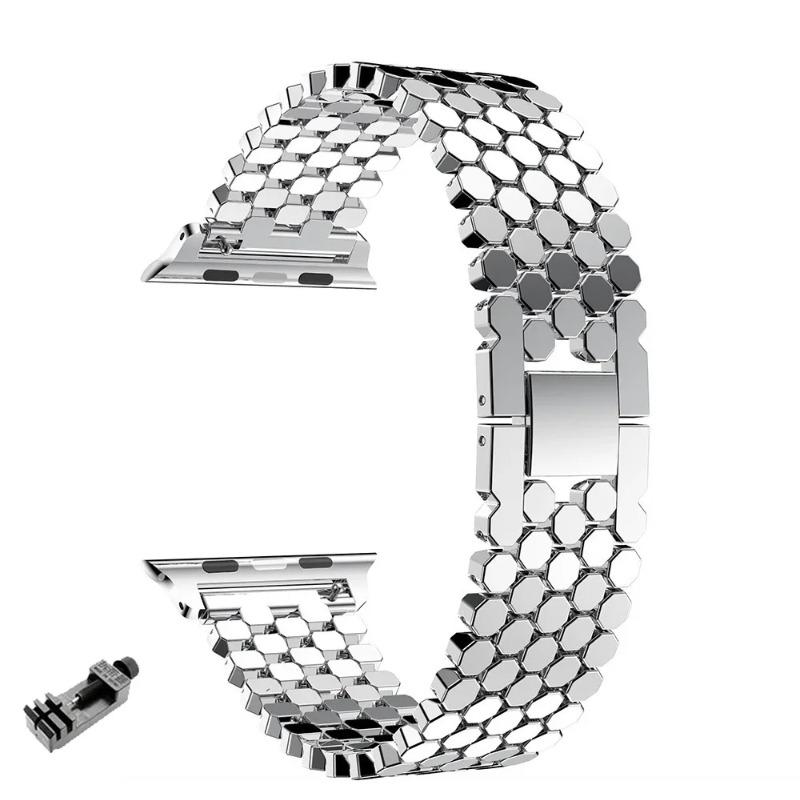 Ремешок из нержавеющей стали для Apple Watch 10 9 8 7 42 мм 46 41 мм 45 Ultra 2 49 мм 40 44 мм браслет для IWatch 6 5 4 SE 38 мм 38mm gray A-LING.